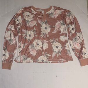 P.J. Salvage Floral Sweatshirt in Pink and Cream